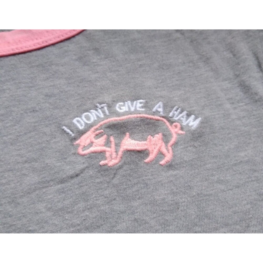 Arizona Jean Co T Shirt Top I Don't Give A Ham Size M Gray Pink Pig Hog Tee Fun